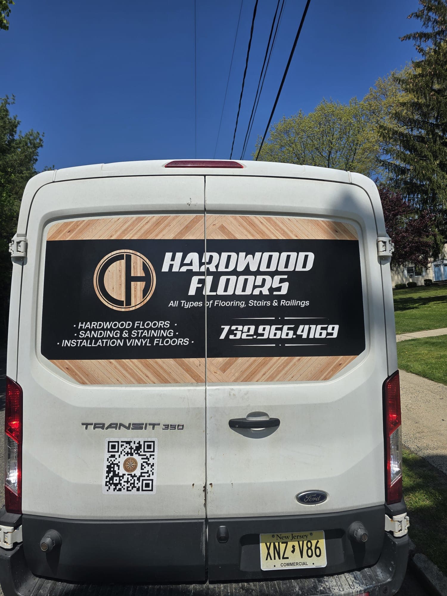 Mobile showroom containing multiple samples of flooring services.