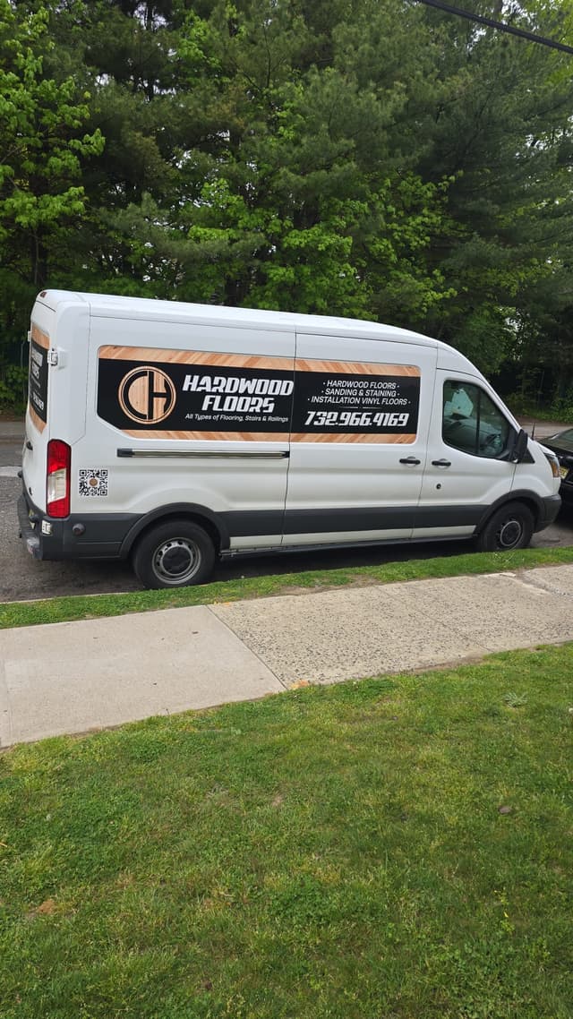 Side view of the mobile showroom van.